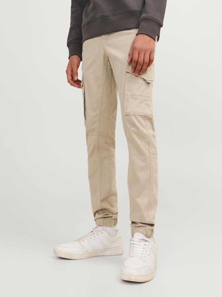 JACK & JONES JUNIOR Grey Cuffed Cargo Trousers - Image 1 of 7