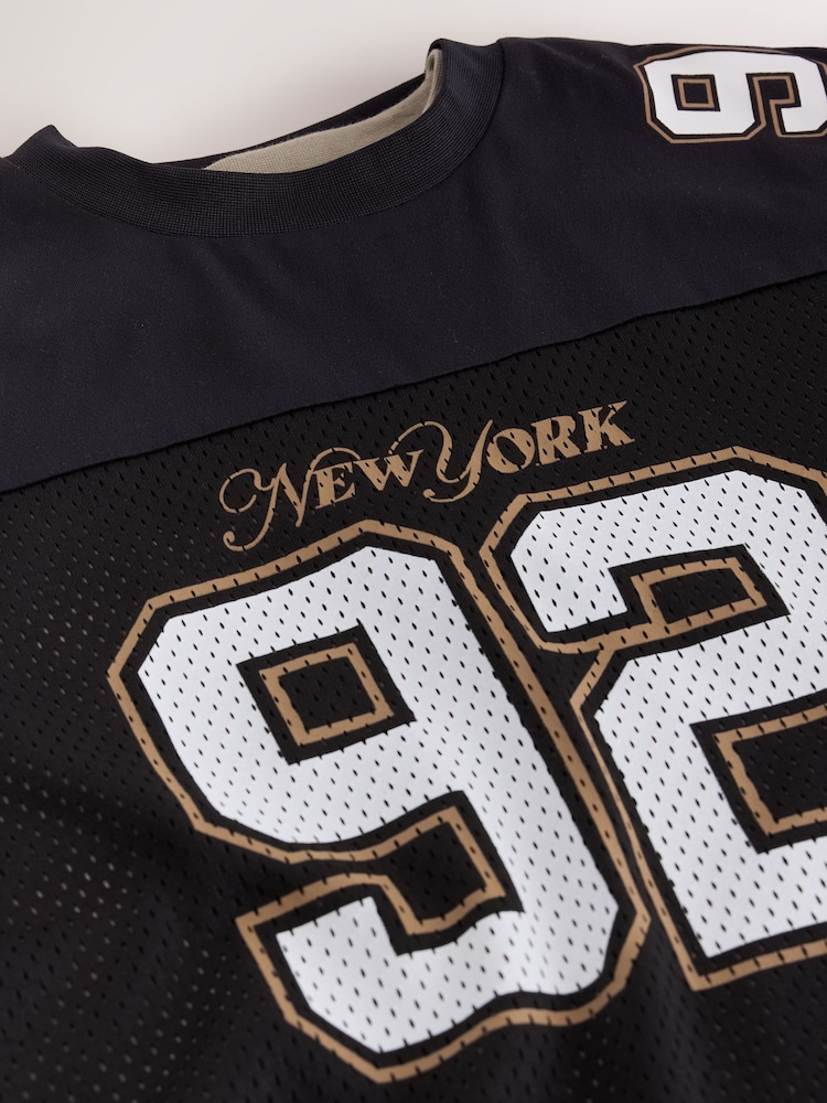 Black/Tan Varsity Long Sleeve T-Shirt (3-16yrs) - Image 4 of 4