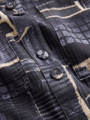 Navy/Blue Print Long Sleeve Tie Waist Shirt Dress - Image 6 of 7