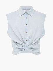 French Connection Blue Chess Denim Shirt - Image 6 of 6