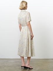 French Connection White Julia Satin Stripe Summer Shirt Dress - Image 2 of 6