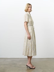 French Connection White Julia Satin Stripe Summer Shirt Dress - Image 3 of 6