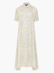 French Connection White Julia Satin Stripe Summer Shirt Dress - Image 6 of 6