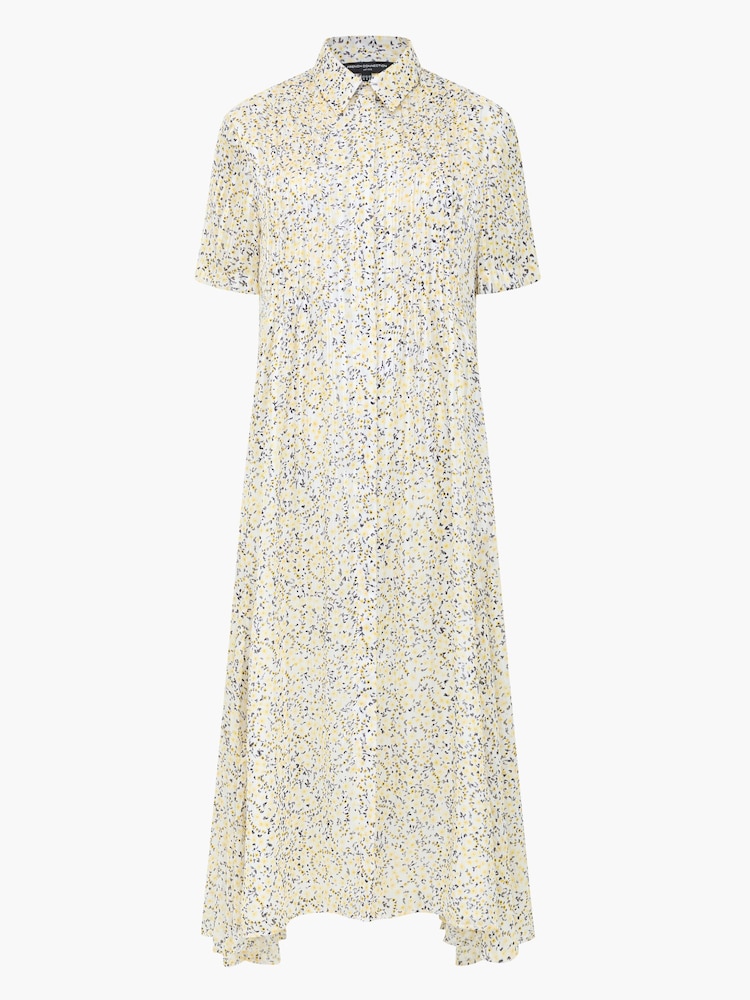 French Connection White Julia Satin Stripe Summer Shirt Dress - Image 6 of 6