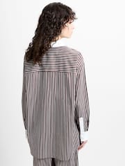 French Connection Brown Cambria Cotton Striped Shirt - Image 2 of 4