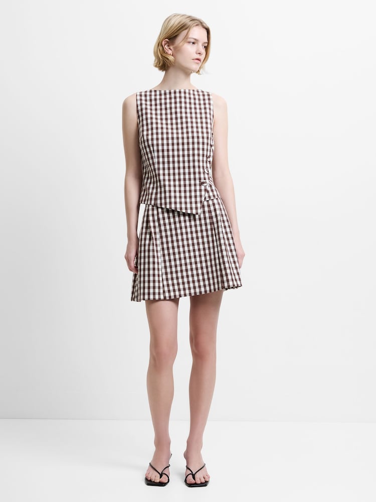 French Connection Brown Lexi Suiting Asymmetric Button Top - Image 1 of 6