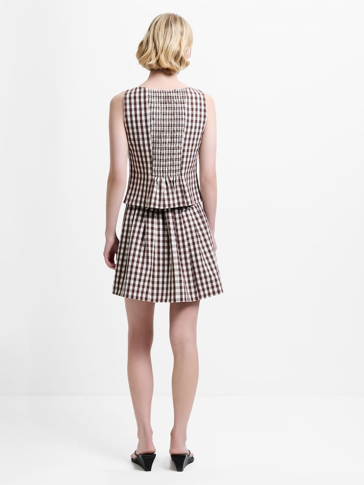 French Connection Brown Lexi Suiting Asymmetric Button Top - Image 2 of 6