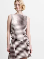 French Connection Brown Lexi Suiting Asymmetric Button Top - Image 3 of 6