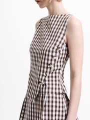 French Connection Brown Lexi Suiting Asymmetric Button Top - Image 4 of 6