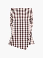 French Connection Brown Lexi Suiting Asymmetric Button Top - Image 6 of 6