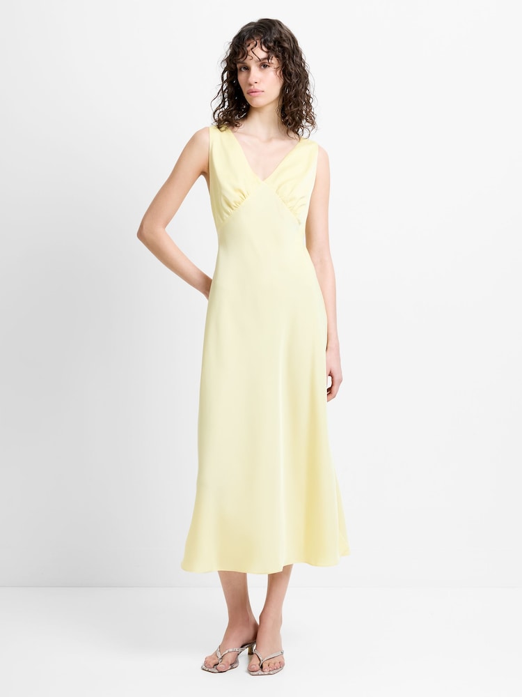 French Connection Yellow Bernice Satin Twill Slip Dress - Image 1 of 6