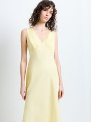 French Connection Yellow Bernice Satin Twill Slip Dress - Image 4 of 6