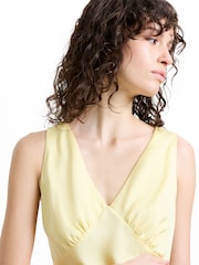 French Connection Yellow Bernice Satin Twill Slip Dress - Image 5 of 6