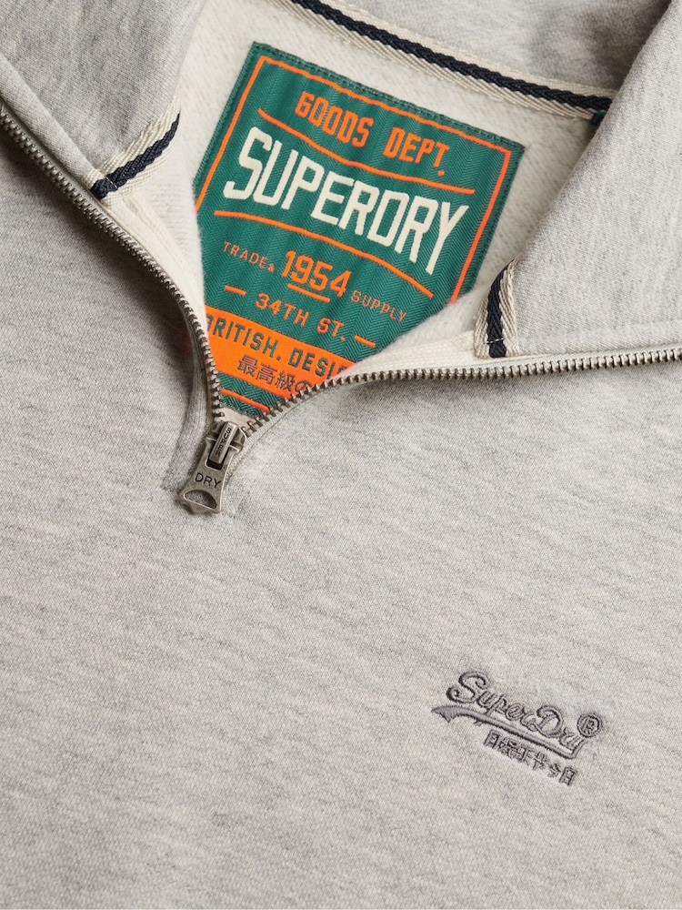 Superdry Grey Essential Logo Half Zip Sweatshirt - Image 6 of 6