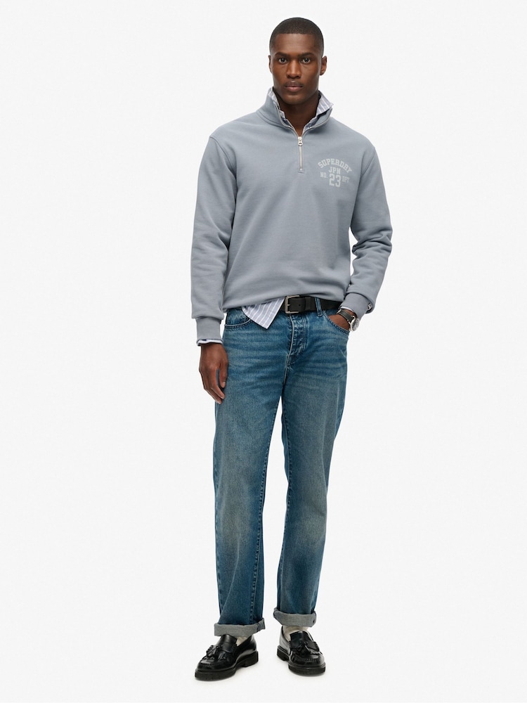 Superdry Blue Athletic Essentials Half Zip Sweatshirt - Image 2 of 6