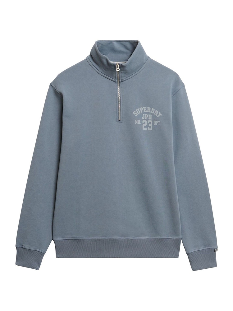Superdry Blue Athletic Essentials Half Zip Sweatshirt - Image 6 of 6