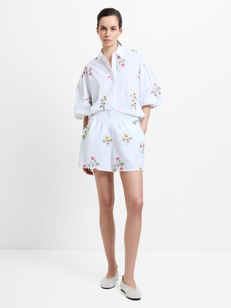 French Connection White Alissa Cotton Embroidered Shorts - Image 1 of 7 French Connection White Alissa Cotton Embroidered Shorts - Image 1 of 7