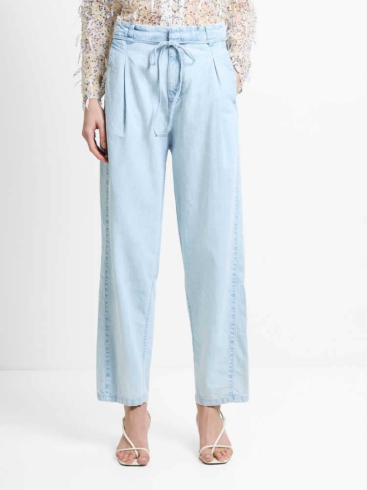 French Connection Blue Chess Denim Tapered Leg Jeans - Image 1 of 7