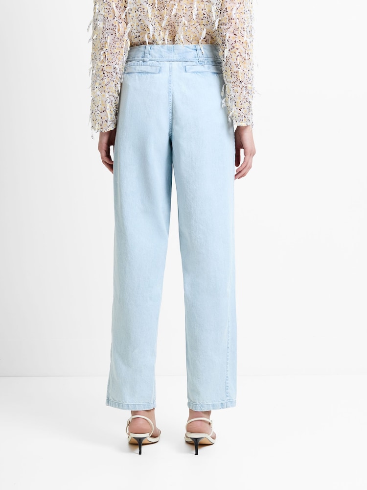 French Connection Blue Chess Denim Tapered Leg Jeans - Image 2 of 7