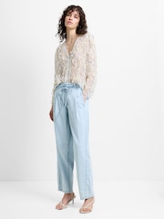 French Connection Blue Chess Denim Tapered Leg Jeans - Image 3 of 7