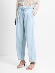French Connection Blue Chess Denim Tapered Leg Jeans - Image 4 of 7