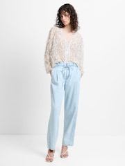 French Connection Blue Chess Denim Tapered Leg Jeans - Image 5 of 7