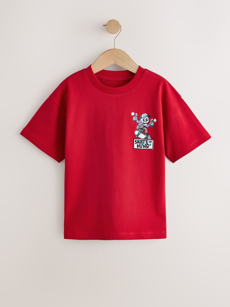 Red Skate Back Print Short Sleeve Graphic T-Shirt (3-16yrs) - Image 1 of 4 Red Skate Back Print Short Sleeve Graphic T-Shirt (3-16yrs) - Image 1 of 4