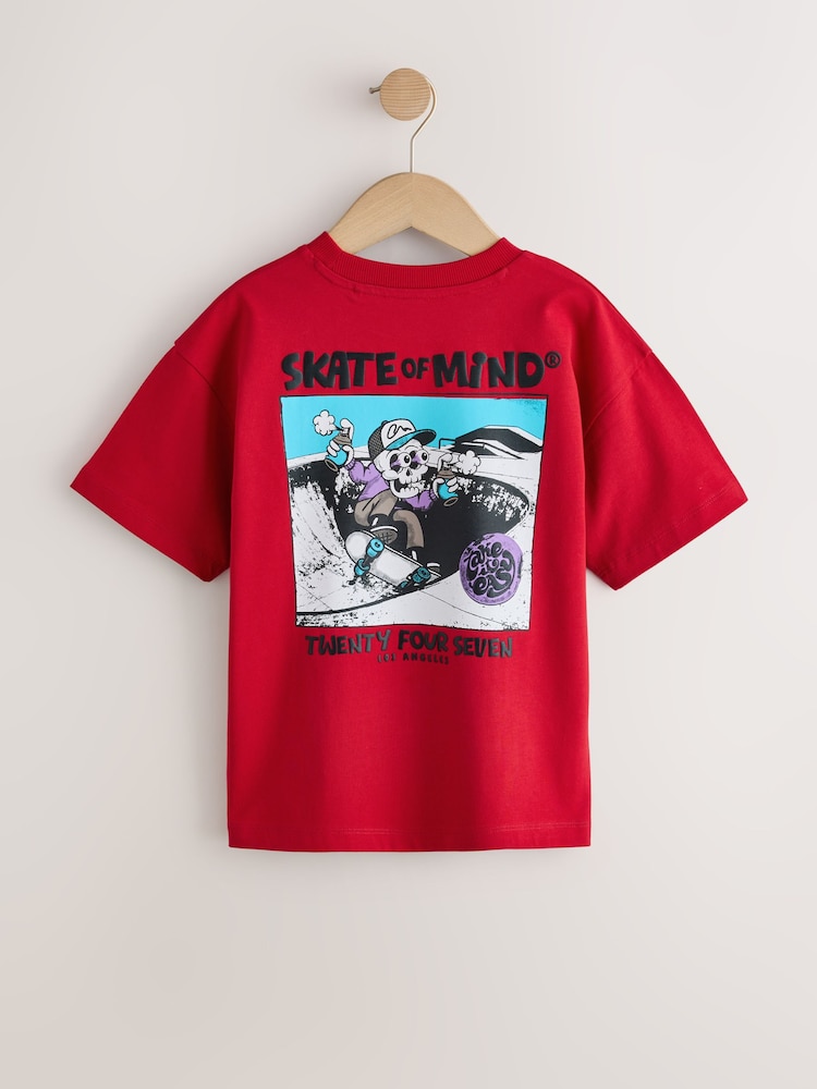 Red Skate Back Print Short Sleeve Graphic T-Shirt (3-16yrs) - Image 2 of 4 Red Skate Back Print Short Sleeve Graphic T-Shirt (3-16yrs) - Image 2 of 4