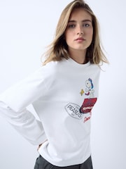 White Snoopy Licence Graphic Crew Neck Long Sleeve Top - Image 2 of 6