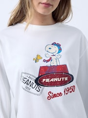 White Snoopy Licence Graphic Crew Neck Long Sleeve Top - Image 4 of 6