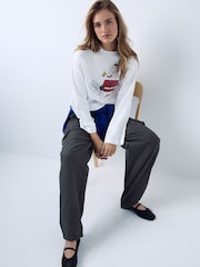 White Snoopy Licence Graphic Crew Neck Long Sleeve Top - Image 5 of 6