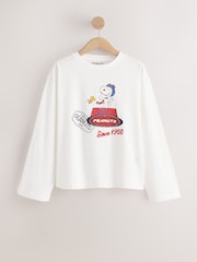 White Snoopy Licence Graphic Long Sleeve Boxy Relaxed T-Shirt - Image 7 of 9