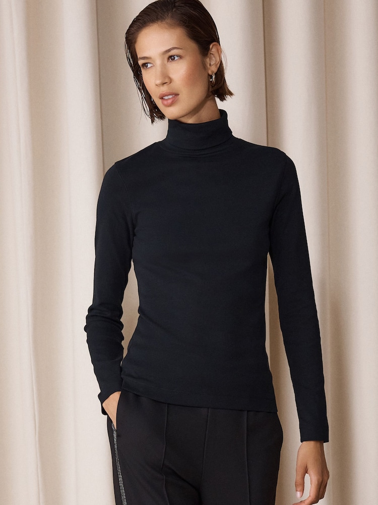 Black Roll Neck Long Sleeve Top - Image 1 of 5 Black Roll Neck Long Sleeve Top - Image 1 of 5