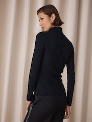 Black Roll Neck Long Sleeve Top - Image 4 of 5