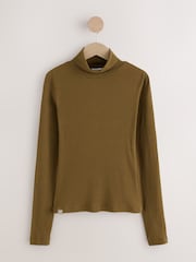 Olive Green N.Premium Wool Roll Neck Long Sleeve T-Shirt - Image 5 of 7