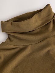 Olive Green N.Premium Wool Roll Neck Long Sleeve T-Shirt - Image 6 of 7