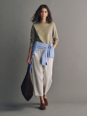 카키 그린 - Cropped Boxy Long Sleeve Heavyweight T-Shirt - 4의 이미지 2