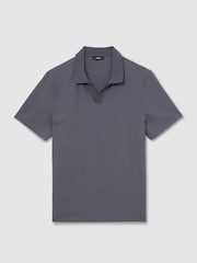 Reiss Airforce Blue Dover Textured Open-Collar Polo Shirt - Image 2 of 6
