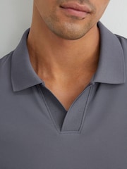 Reiss Airforce Blue Dover Textured Open-Collar Polo Shirt - Image 3 of 6