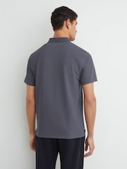 Reiss Airforce Blue Dover Textured Open-Collar Polo Shirt - Image 5 of 6