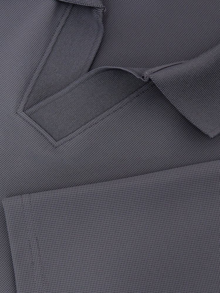 Reiss Airforce Blue Dover Textured Open-Collar Polo Shirt - Image 6 of 6 Reiss Airforce Blue Dover Textured Open-Collar Polo Shirt - Image 6 of 6