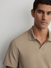 Reiss Stone Dover Textured Open-Collar Polo Shirt - Image 1 of 6