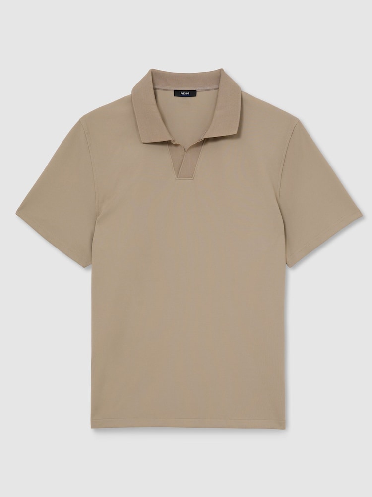 Reiss Stone Dover Textured Open-Collar Polo Shirt - Image 2 of 6 Reiss Stone Dover Textured Open-Collar Polo Shirt - Image 2 of 6