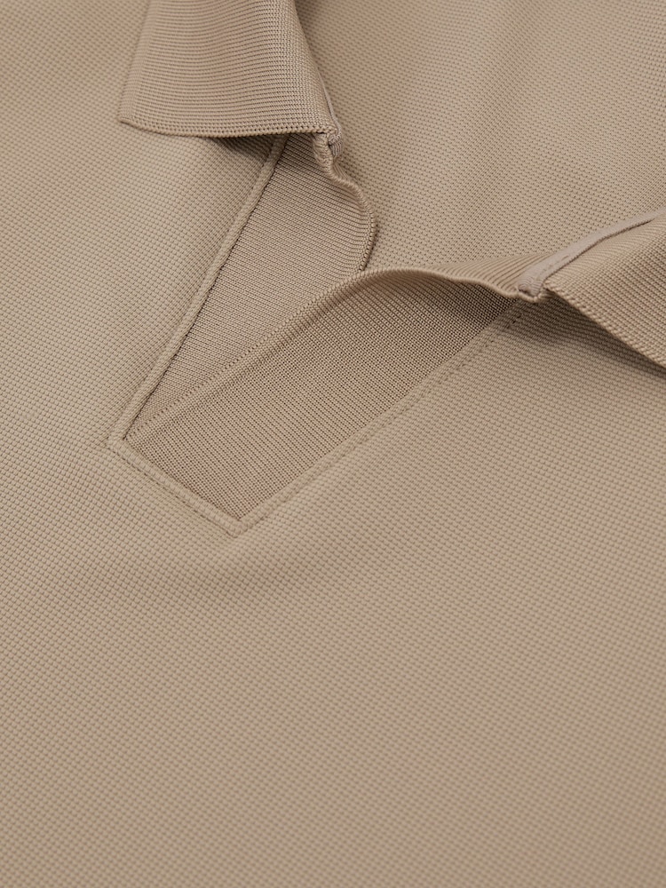 Reiss Stone Dover Textured Open-Collar Polo Shirt - Image 6 of 6 Reiss Stone Dover Textured Open-Collar Polo Shirt - Image 6 of 6