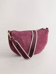 Berry Red Suede Sling Cross-Body Bag - Image 1 of 5