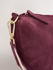 Berry Red Suede Sling Cross-Body Bag - Image 3 of 5