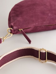 Berry Red Suede Sling Cross-Body Bag - Image 4 of 5