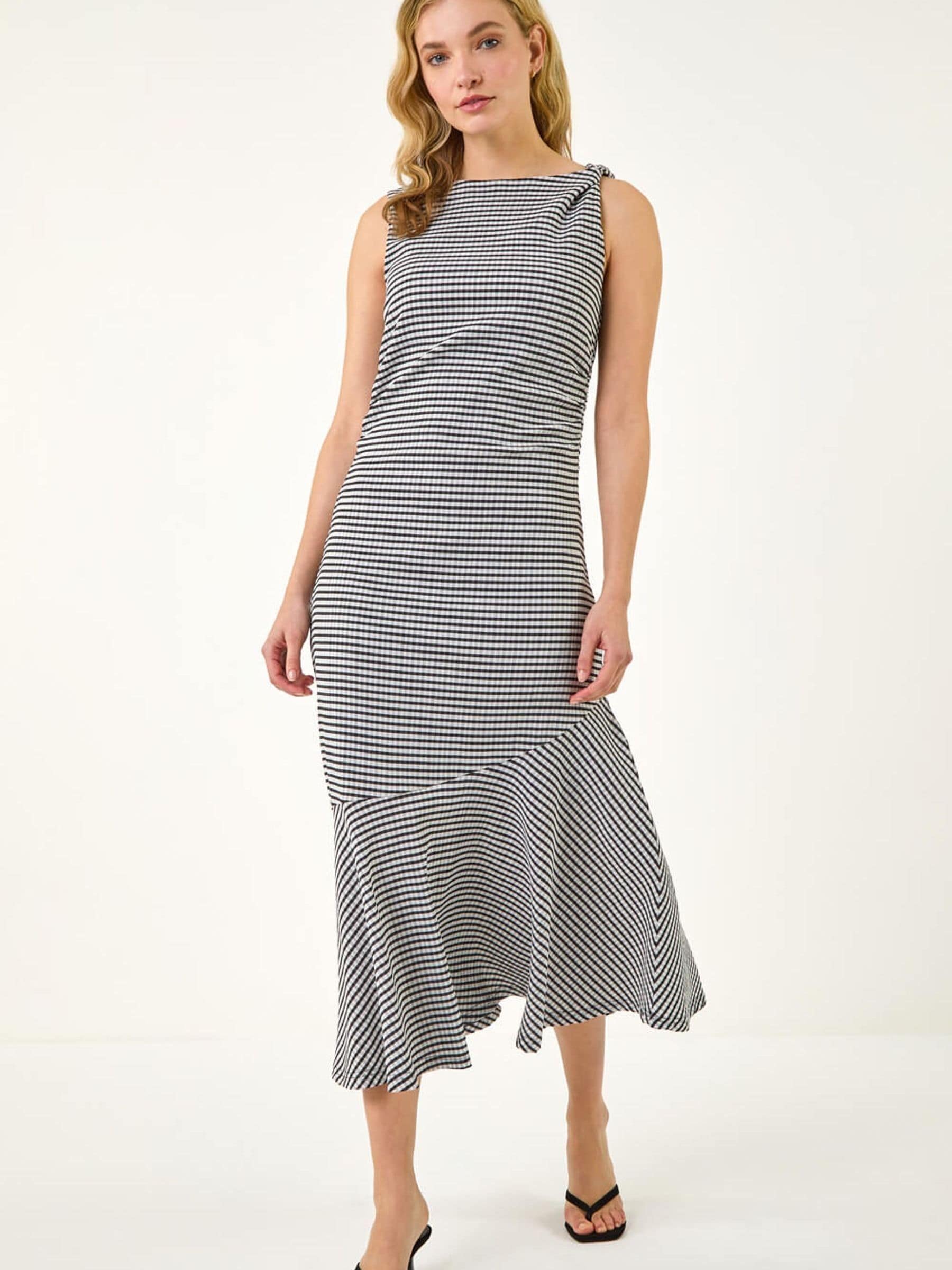 Buy Roman Black Gingham Asymmetric Midi Dress from Next USA