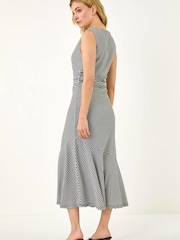 Roman Black Gingham Asymmetric Midi Dress - Image 3 of 5