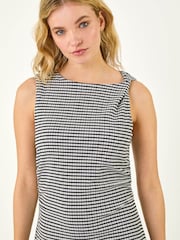 Roman Black Gingham Asymmetric Midi Dress - Image 4 of 5